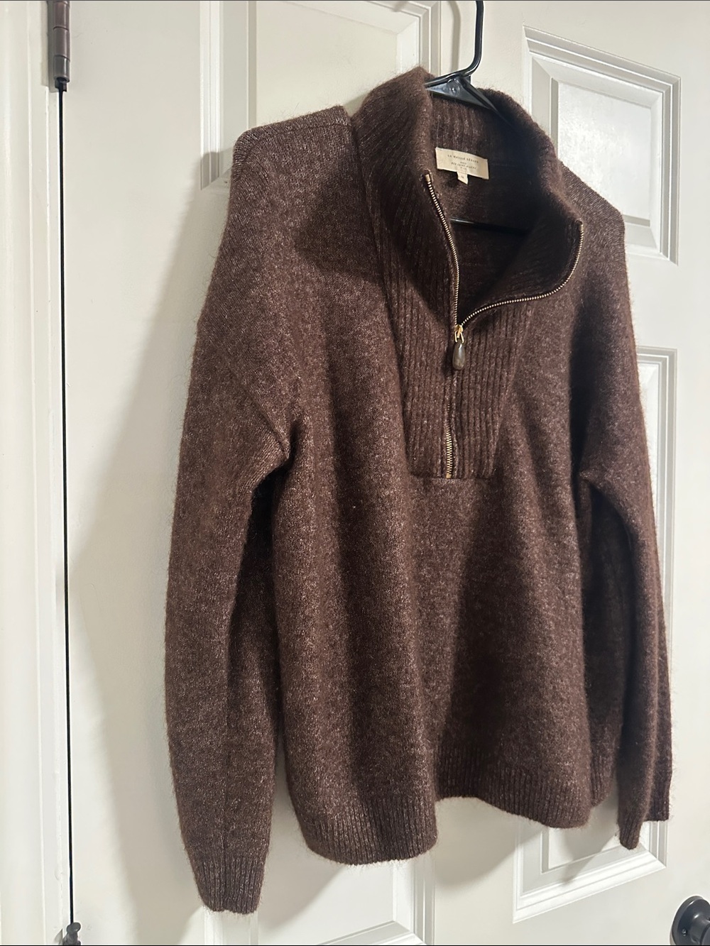 NWOT Sézane Tobias Half Zip Sweater in Dark Chocolate size M - Picture 5 of 13
